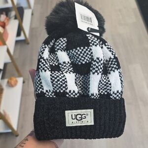 UGG Black and White Checkered Beanie